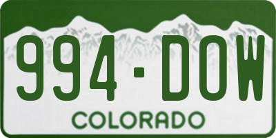 CO license plate 994DOW