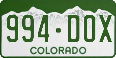 CO license plate 994DOX