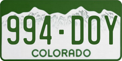 CO license plate 994DOY