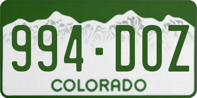 CO license plate 994DOZ