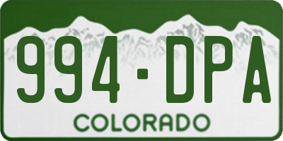 CO license plate 994DPA
