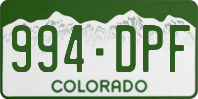 CO license plate 994DPF