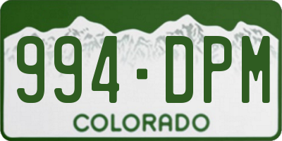 CO license plate 994DPM