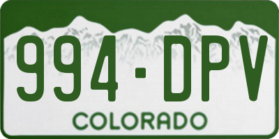 CO license plate 994DPV