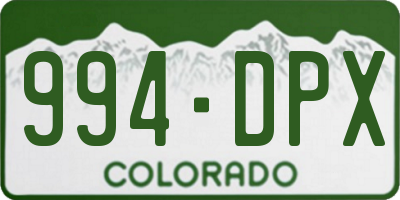 CO license plate 994DPX