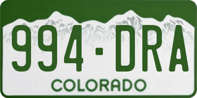 CO license plate 994DRA