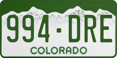 CO license plate 994DRE