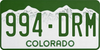 CO license plate 994DRM