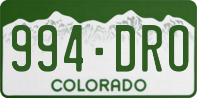 CO license plate 994DRO