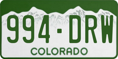 CO license plate 994DRW