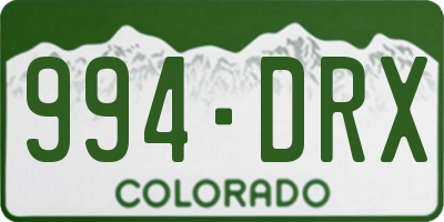 CO license plate 994DRX