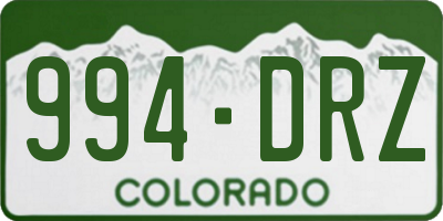 CO license plate 994DRZ