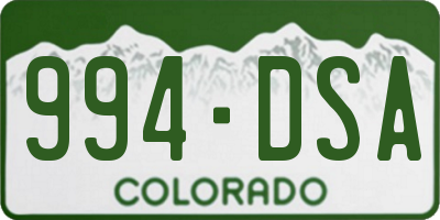 CO license plate 994DSA