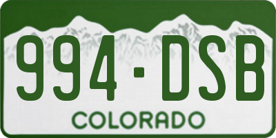 CO license plate 994DSB