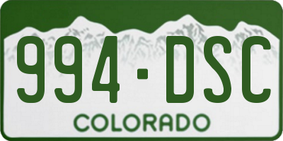 CO license plate 994DSC