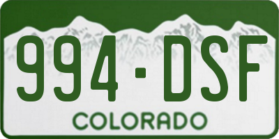CO license plate 994DSF