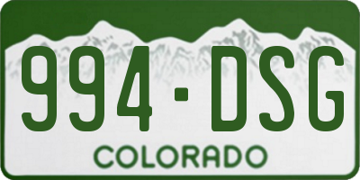 CO license plate 994DSG