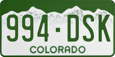 CO license plate 994DSK
