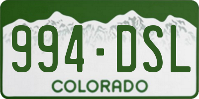 CO license plate 994DSL