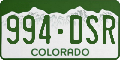 CO license plate 994DSR