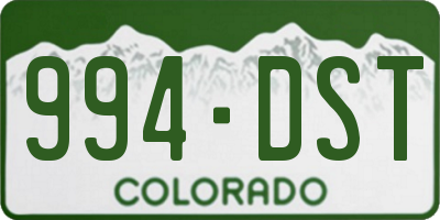 CO license plate 994DST