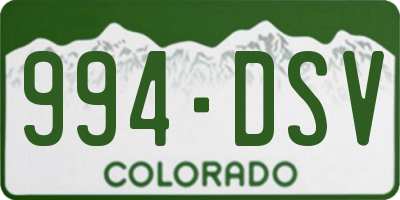 CO license plate 994DSV