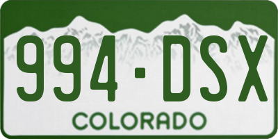 CO license plate 994DSX