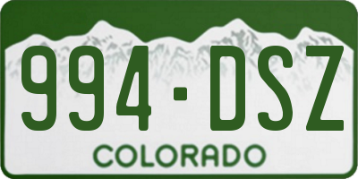 CO license plate 994DSZ