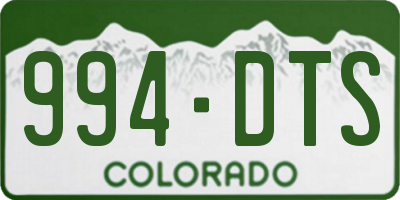 CO license plate 994DTS