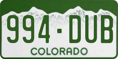 CO license plate 994DUB
