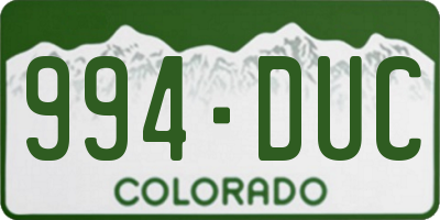 CO license plate 994DUC