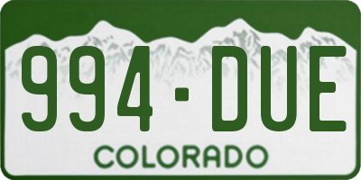 CO license plate 994DUE