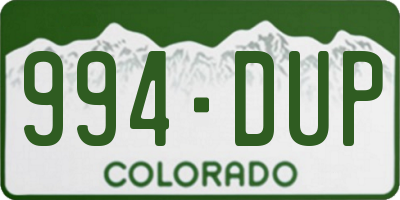 CO license plate 994DUP