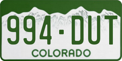 CO license plate 994DUT