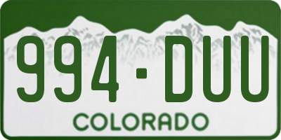 CO license plate 994DUU