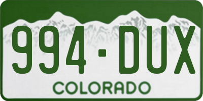 CO license plate 994DUX