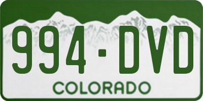 CO license plate 994DVD