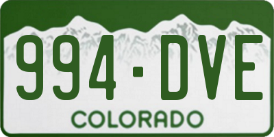 CO license plate 994DVE