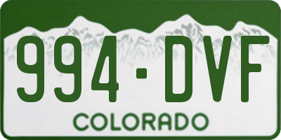 CO license plate 994DVF