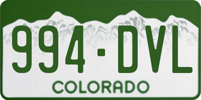 CO license plate 994DVL