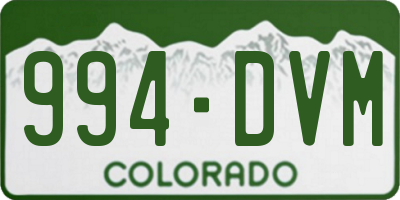 CO license plate 994DVM