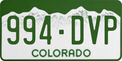 CO license plate 994DVP