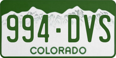 CO license plate 994DVS