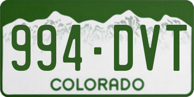 CO license plate 994DVT