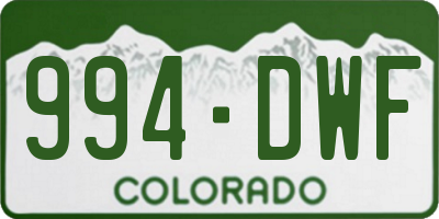 CO license plate 994DWF