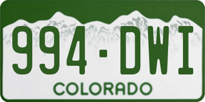 CO license plate 994DWI