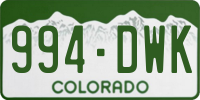 CO license plate 994DWK
