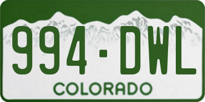 CO license plate 994DWL