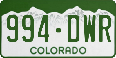 CO license plate 994DWR