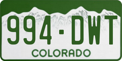 CO license plate 994DWT